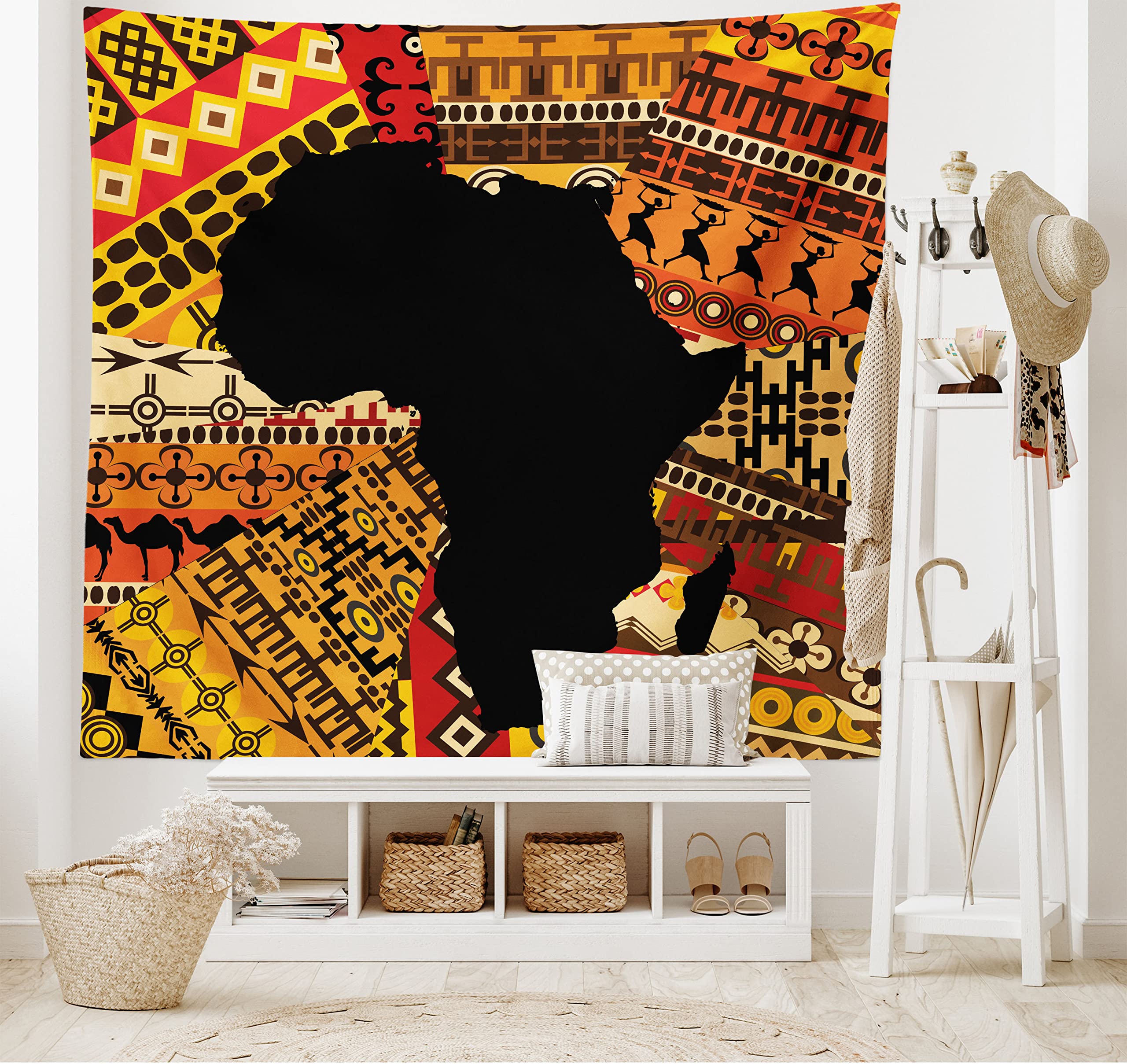 アフリカンアート　タペストリー　西アフリカ　セネガル　71cm×100cm アフリカンアート タペストリー 西アフリカ セネガル 71cm×100cm